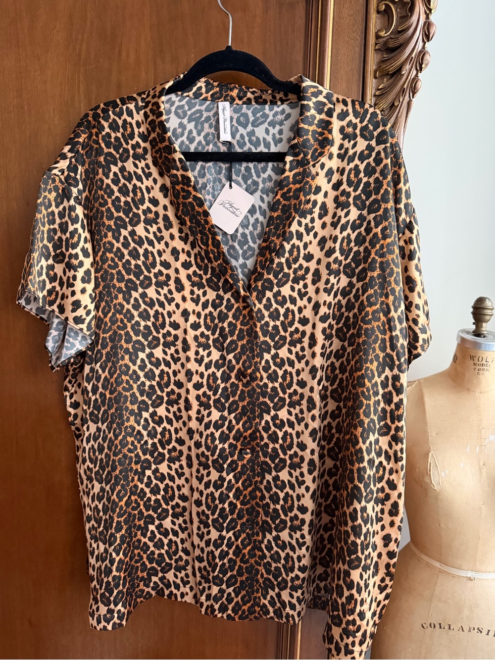 Agent Provocateur 100% Silk Kittie Pajama Shirt Top in Leopard AG 18 SOLD OUT